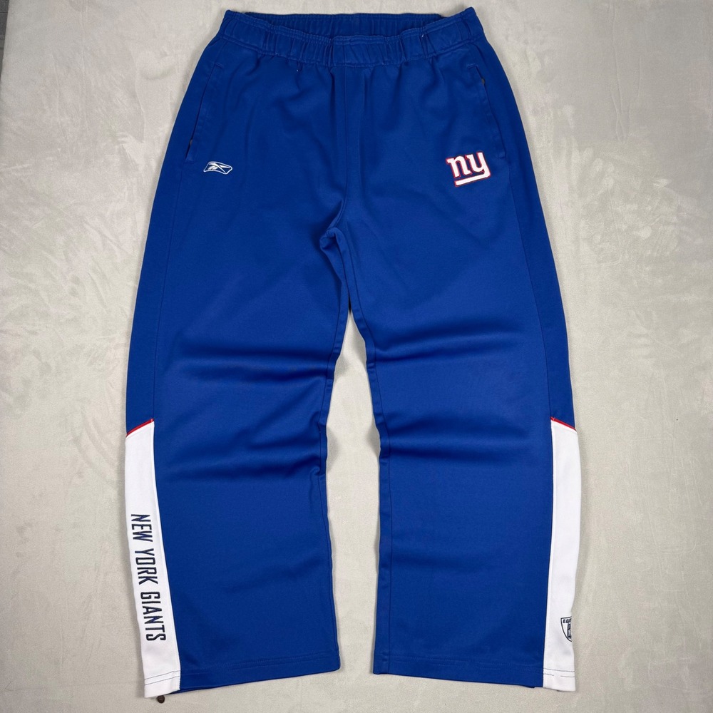 Y2K Mens Reebok New York Giants NFL Sideline Track Pants Blue XL